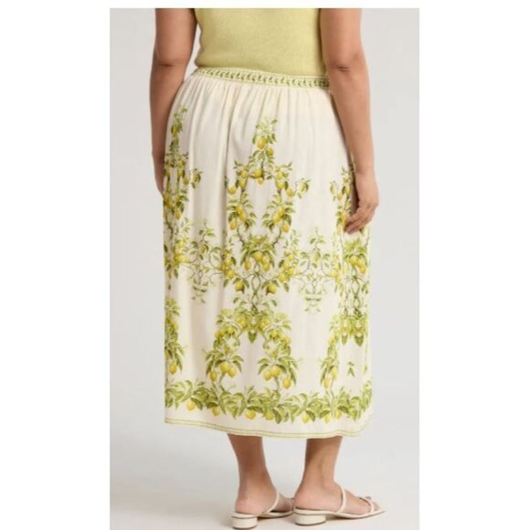 Max Studio Womens Yellow Lemon Pockets Linen Blend Maxi Skirt Plus Sz 2X New - Picture 9 of 10